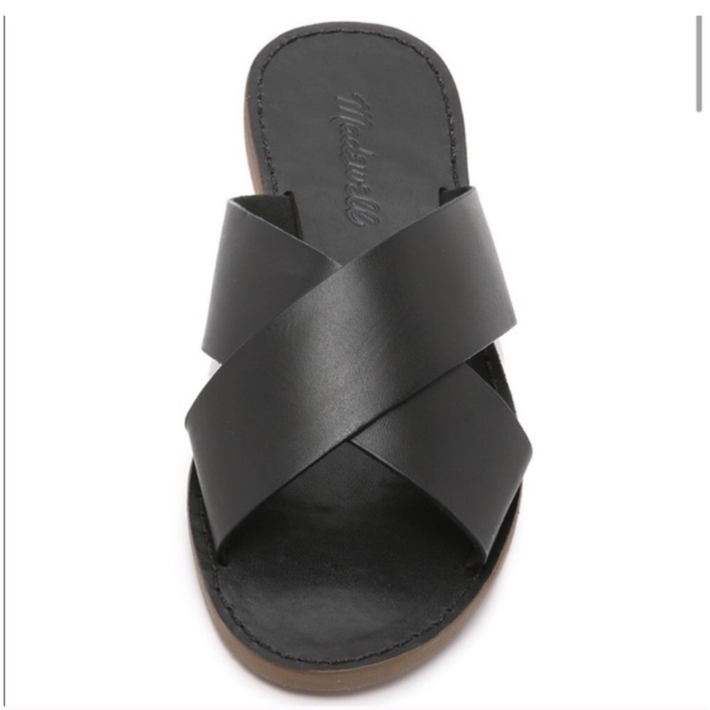 Madewell Black Leather Criss-Cross Sandals, Size 7 - Picture 2 of 10